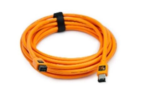 Tether Tools TetherPro FireWire 800 9-Pin to FireWire 400 6-Pin Cable | Orange, 15  Supply