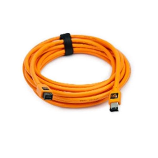 Tether Tools TetherPro FireWire 800 9-Pin to FireWire 400 6-Pin Cable | Orange, 15  Supply