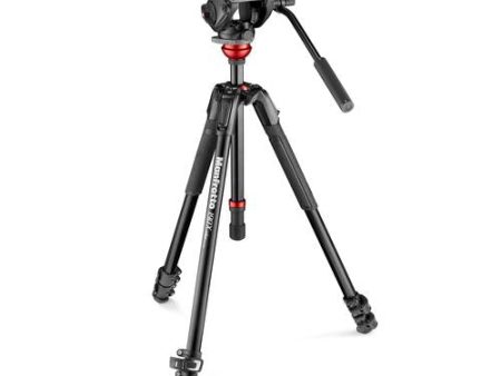 Manfrotto 500 Fluid Video Head with 190X Video Aluminum Tripod & Leveling Column Kit For Sale