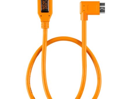 Tether Tools 20  TetherPro USB 3.1 Gen 1 Type-A to Micro-B Right Angle Adapter Cable | High-Visibility Orange Hot on Sale