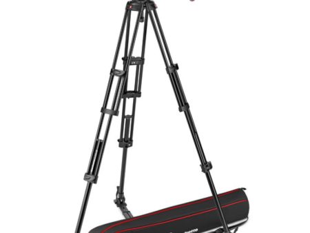 Manfrotto 608 Nitrotech Fluid Video Head and Aluminum Twin Leg Tripod with Ground Spreader Supply