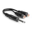 Hosa Technology Mono 1 4  Male to 2 RCA Female Y-Cable | 6  Supply