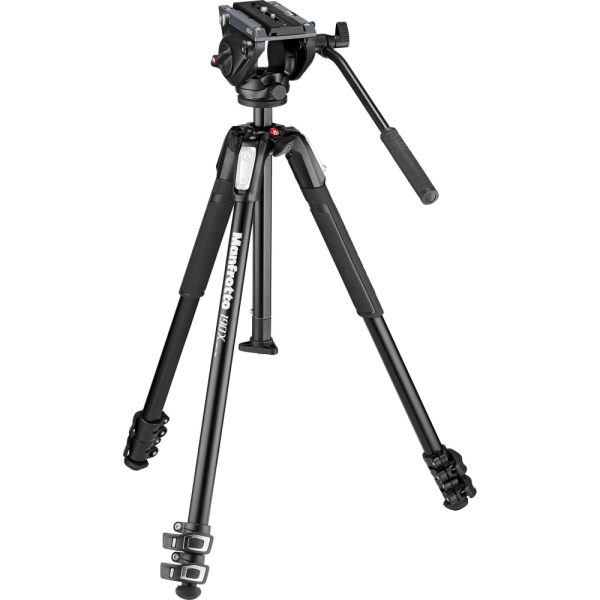 Manfrotto MT190X3 3-Section Aluminum Tripod with MVH500AH Fluid Head Hybrid Video Kit on Sale