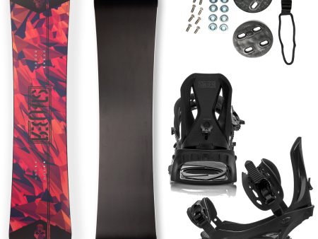 STAUBER Summit Snowboard and Dyna Bindings Package (Matte Board) - All Mountain Style - Hybrid Rocker Profile Shape Fashion