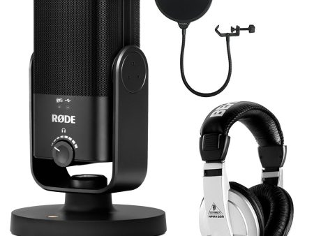 Rode Mini USB Mic + Multi-Purpose Headphones + Pop Filter Wind Screen - Essential Podcast Bundle on Sale