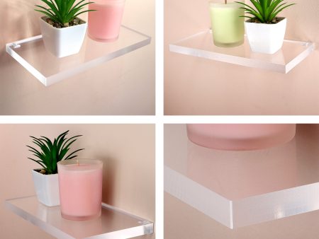 STAUBER Best- Clear Acrylic Wall Floating Shelf -  1 2  Thick - CLASSIC DESIGN - Pack of 3 Supply